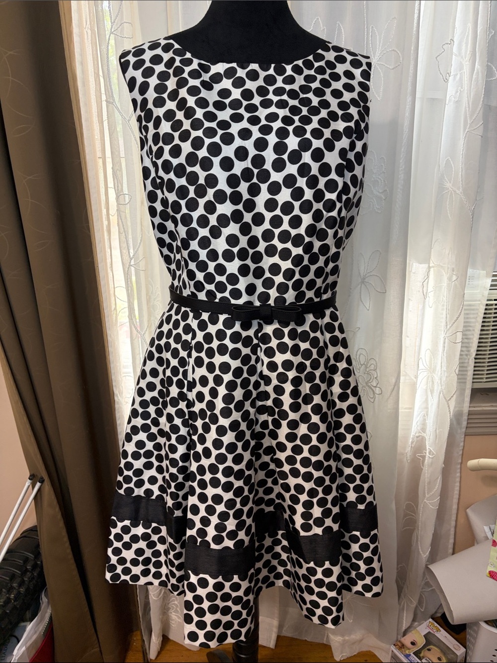 Danny & Nicole Black and White Polka Dot Midi Dress size 18